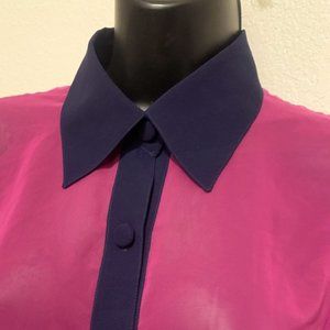 EMMELLE LUXURIOUS CREPE TRI-COLOR TOP - GERANIUM/BERRY/GRAPE